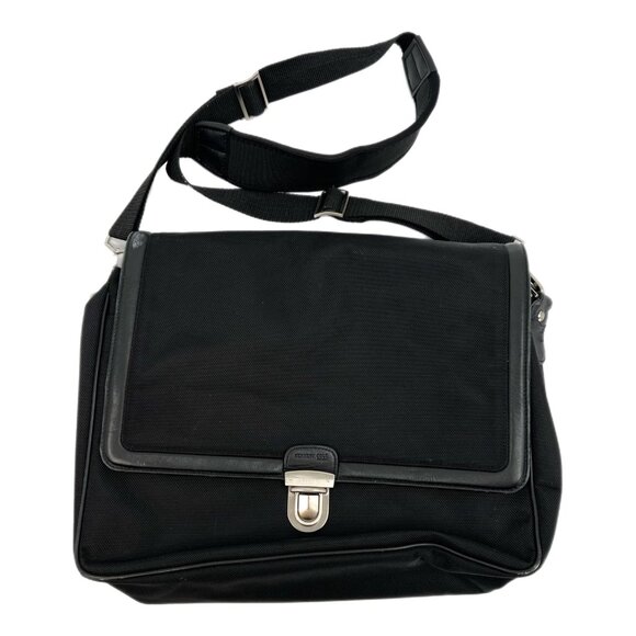 Kenneth Cole Black Adjustable Messenger Laptop Bag | Classic Design - Picture 1 of 12